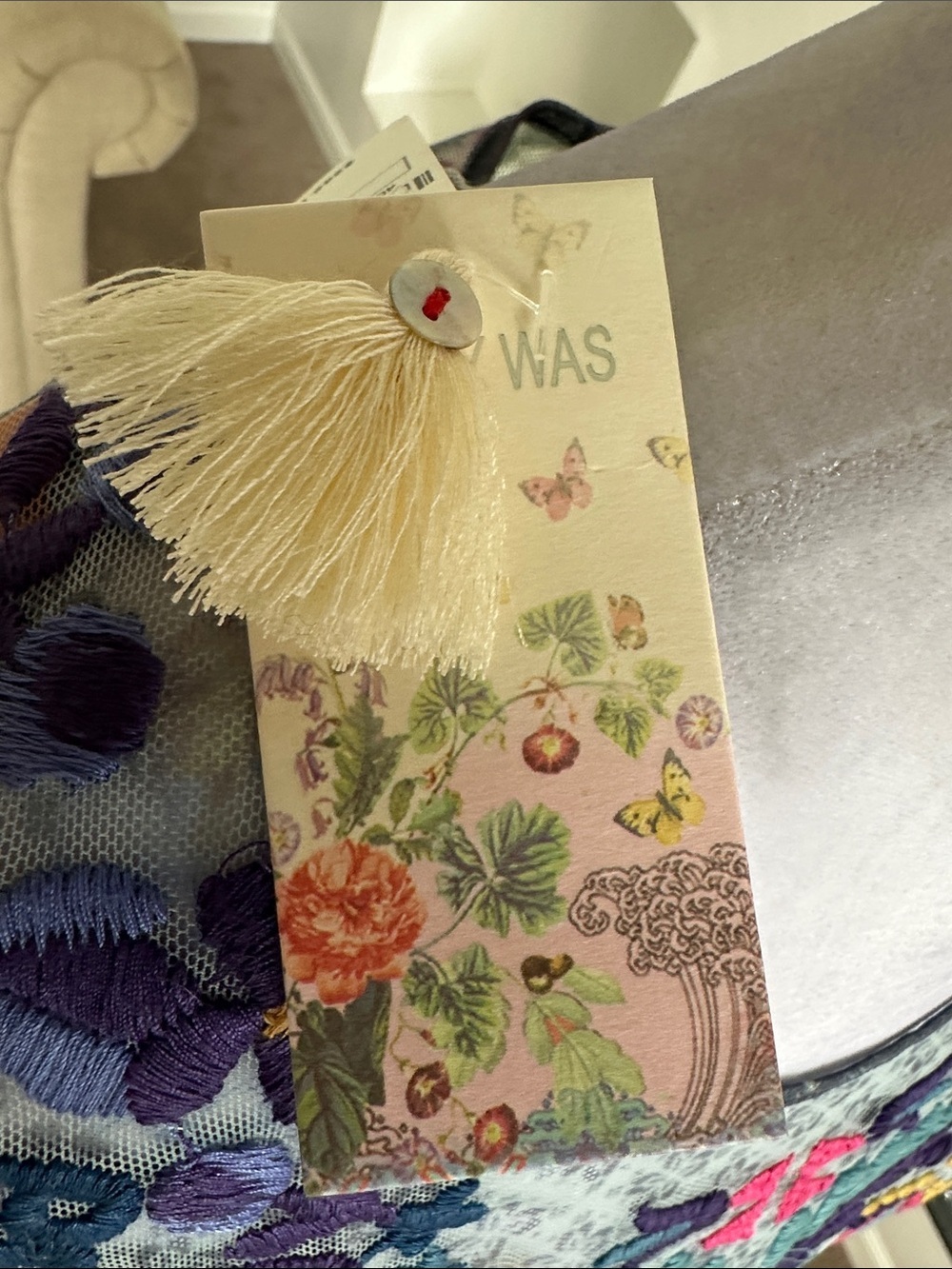 Johnny Was Sheer Floral Embroidered Maxi Dress in Blue, Pink, Green - Picture 8 of 8
